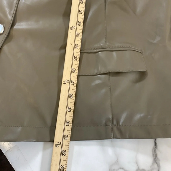 Candace Cameron Bure Blazer Womens‎ 5X Olive Green Faux Leather Double Breasted - Picture 11 of 13